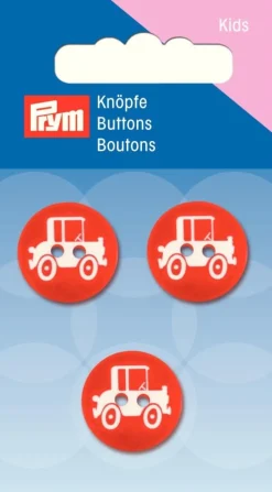 Prym Kinder Knopf Knöpfe Auto rot 18mm 3 Stück