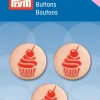 Prym Kinder Knopf Knöpfe Cupcake 18mm 4 Stück rosa pink