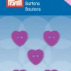 Prym Kinder Knopf Knöpfe Herz pink 11mm 5 Stück
