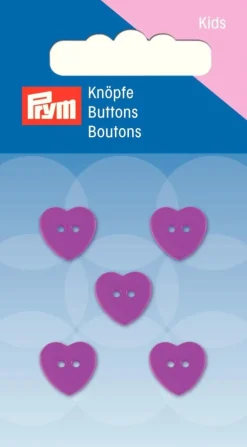 Prym Kinder Knopf Knöpfe Herz pink 11mm 5 Stück