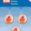 Prym Kinder Knopf Knöpfe Muffin 15mm 3Stück pink/weß