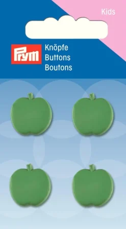 Prym Kinder Knopf Knöpfe Öse Apfel grün 16mm 4 Stück