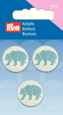 Prym Kinder Knopf Knöpfe Öse Eisbär weiß türkis 20mm 3 Stück