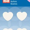 Prym Kinder Knopf Knöpfe Öse Herz weiß 15mm 4 Stück