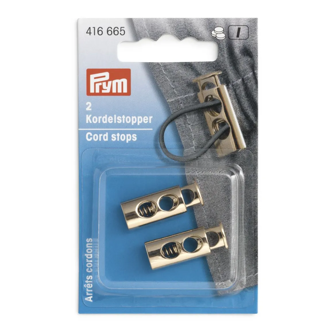 Prym Kordelstopper 2-Loch new gold 2 Stück