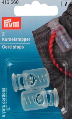 Prym 2 Kordelstopper 1-Loch transparent 2 Stück
