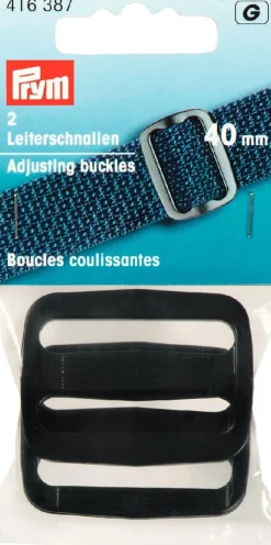 Prym 2 Leiterschnalle schwarz Kunststoff 40mm