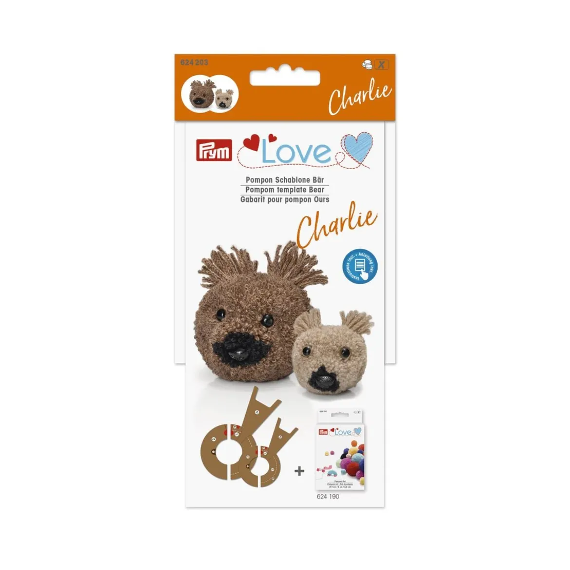Prym Love Pompom Schablone Bär Charlie