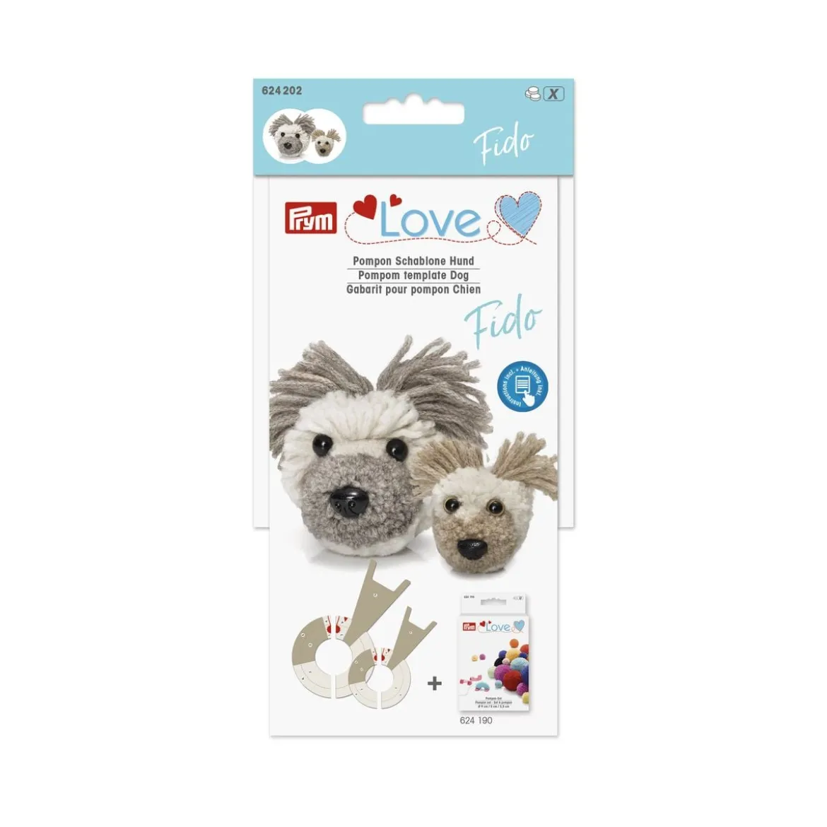 Prym Love Pompom Schablone Hund Fido