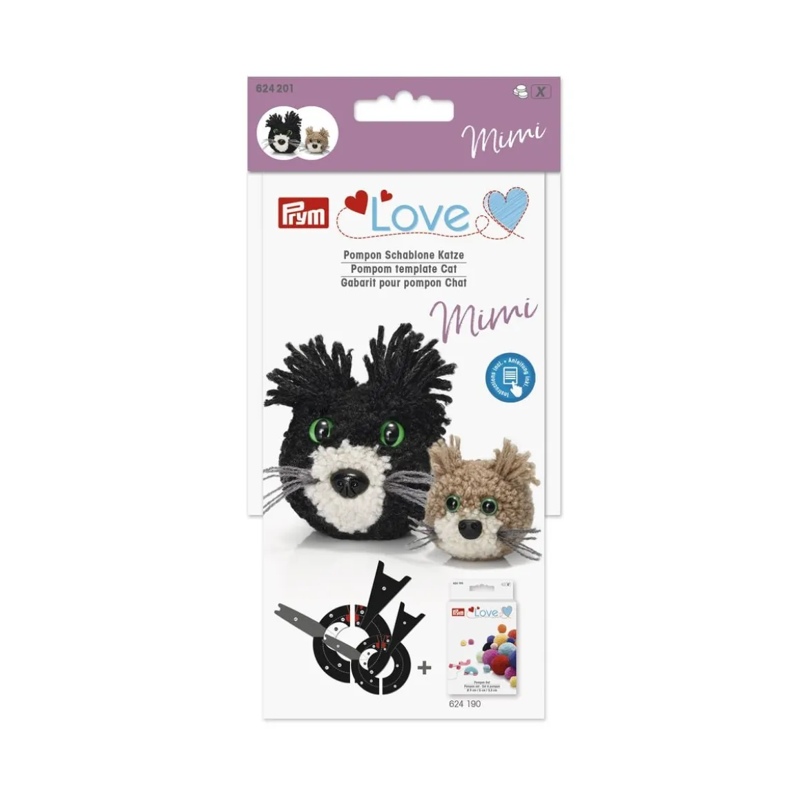 Prym Love Pompom Schablone Katze Mimi