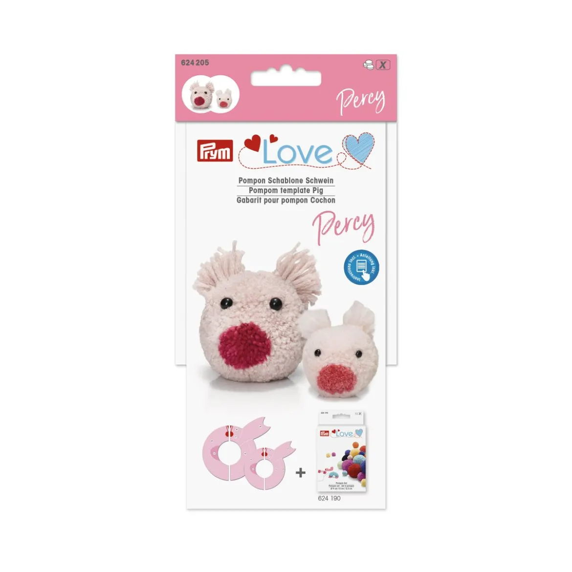 Prym Love Pompom Schablone Schwein Percy