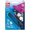 Prym Nähfrei Druckknopf Jersey Annähoptik weiß Fadenfarbe blau 7 Stück 12mm