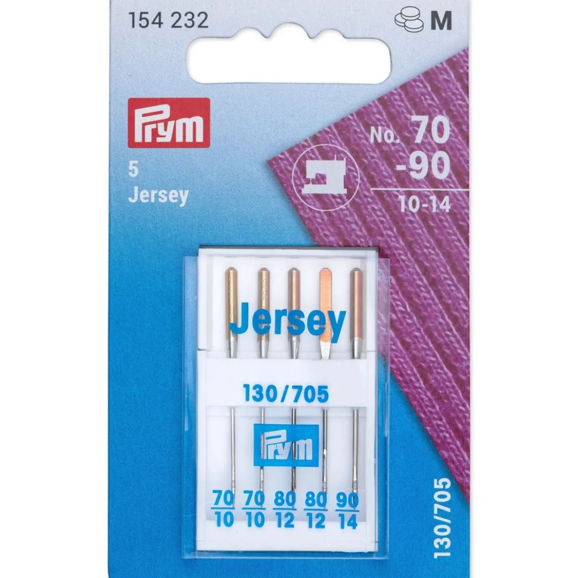 Prym 5 Nähmaschinennadeln 130/705 JERSEY 70-90