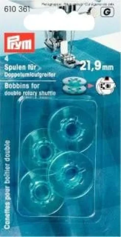 Prym 4 Nähmaschinen Spulen für Doppelumlaufgreifer 21,9mm
