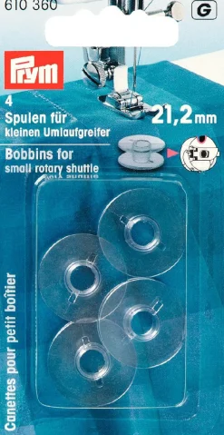 Prym 4 Nähmaschinen Spulen für kleinen Umlaufgreifer 21,2mm