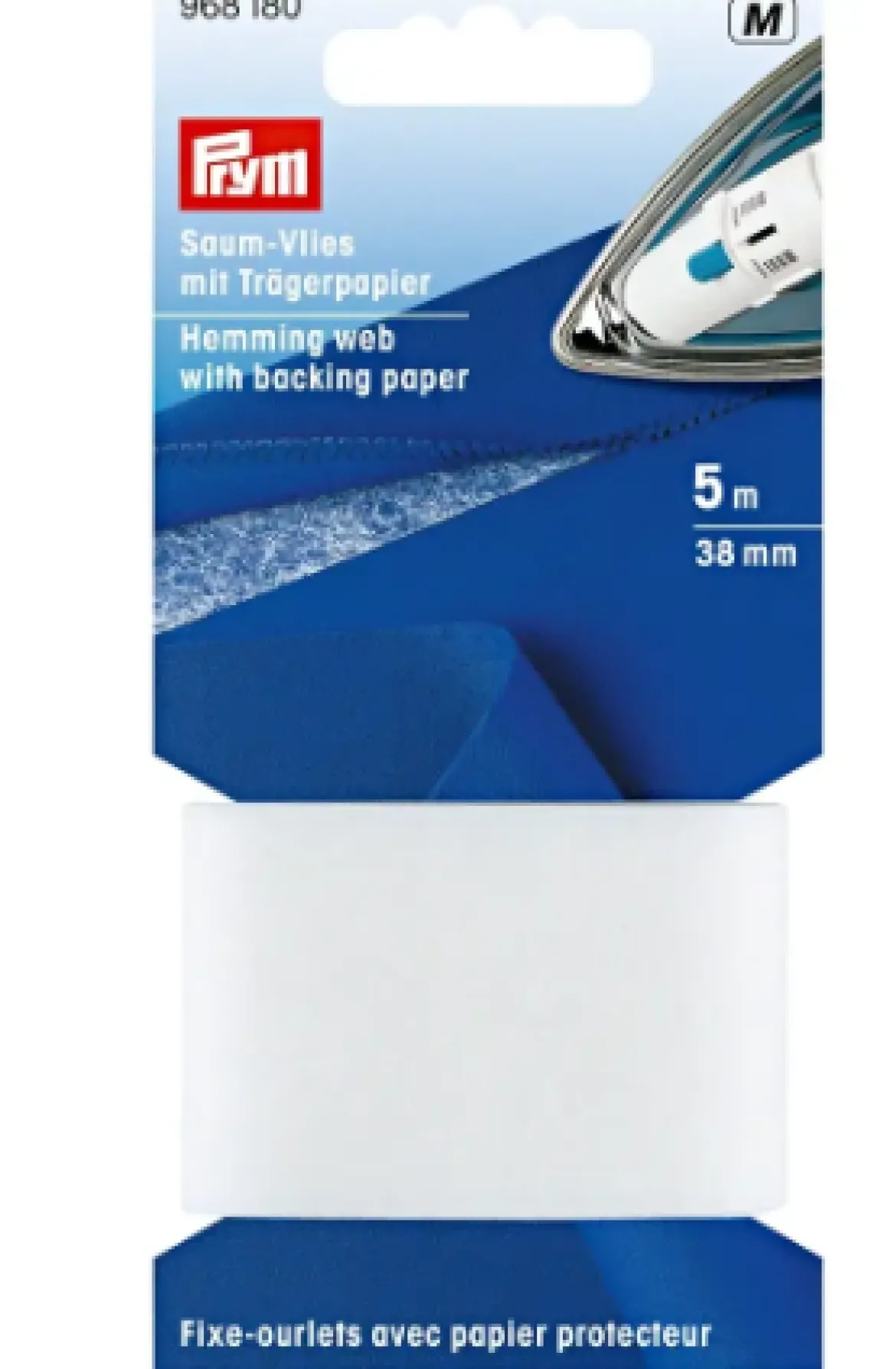 Prym Saumvlies mit Trägerpapier zum Einbügeln 38 mm weiß