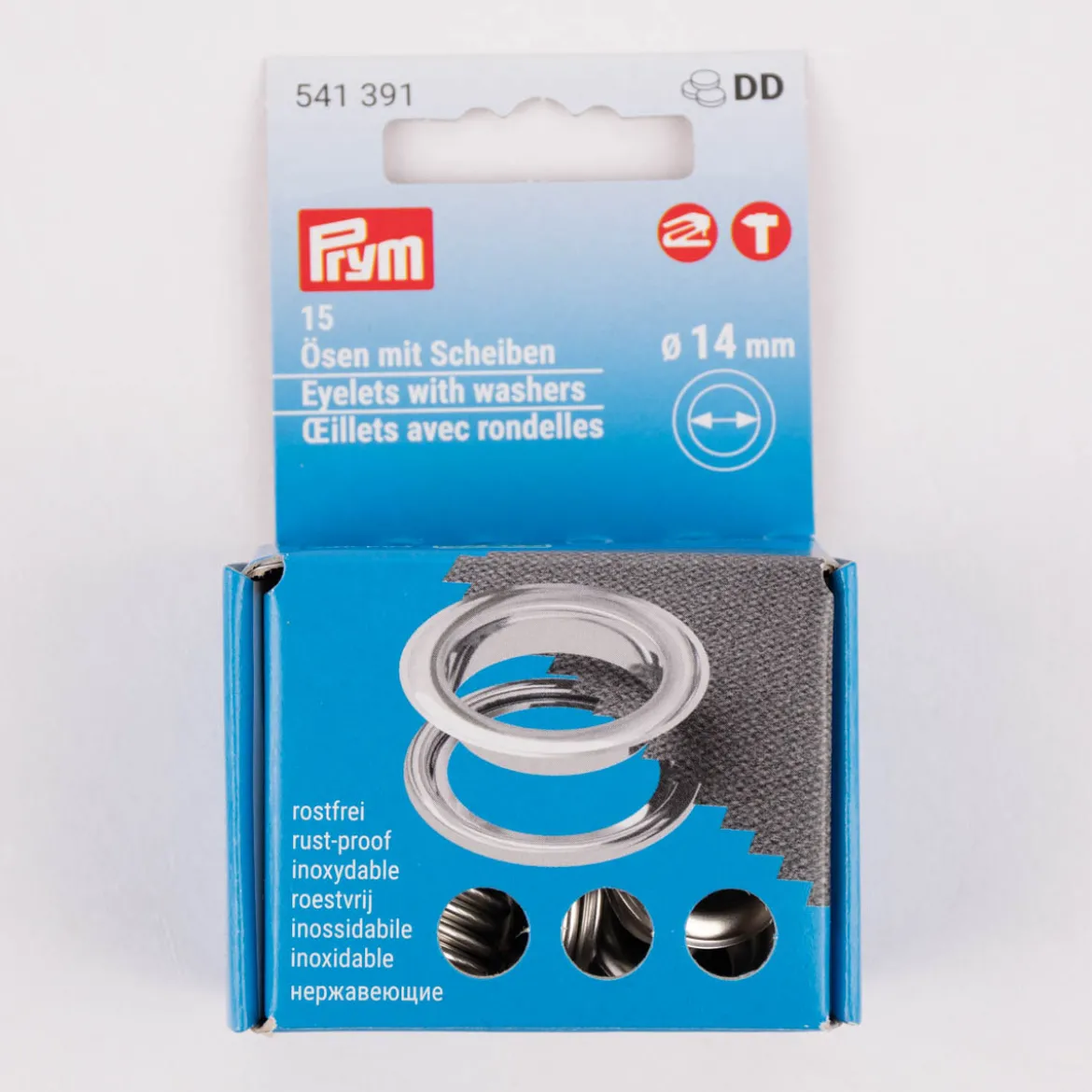 Prym Ösen mit Scheiben aus Messing silberfarben silber 14mm