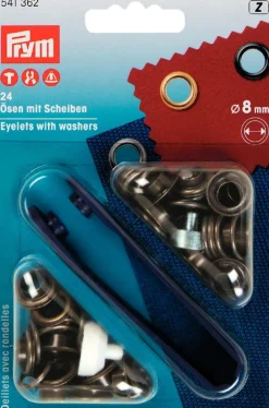 Prym Ösen mit Scheiben messing Ø8mm 24 Stück