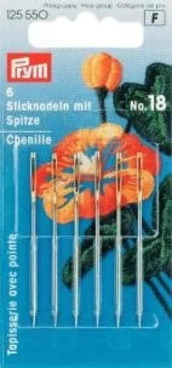 Prym 6 Sticknadeln mit Sp. ST 18 silberfarbig 1,20x50mm