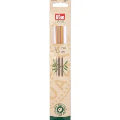 Prym Stricknadeln für Strümpfe aus BAMBUS 5 Stück 20cm Ø2,5mm