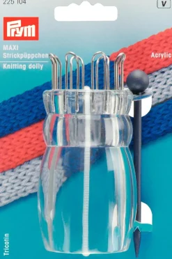 Prym Strickpüppchen Acryl transparent MAXI mit Nadel 9,5x4,5cm