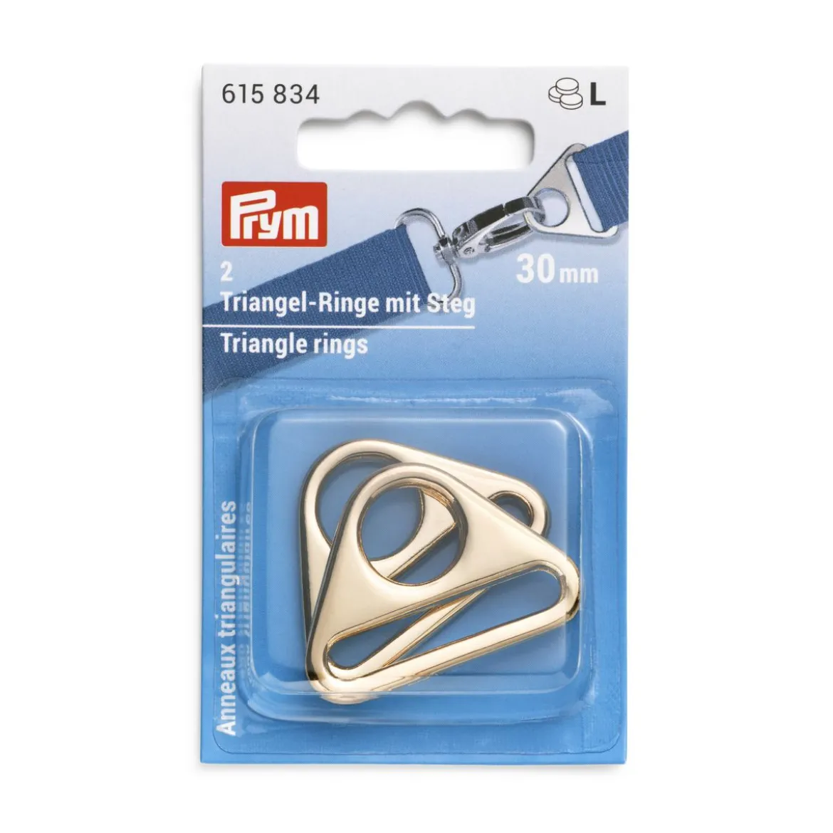 Prym Triangel-Ringe mit Steg new gold 30mm