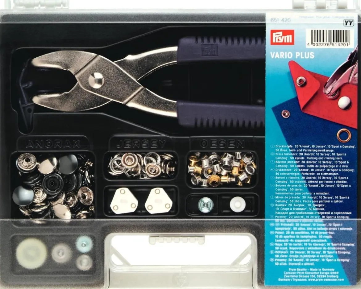 Prym Vario-Plus Sortimentskasten Druckknöpfe Ösen 24x18cm