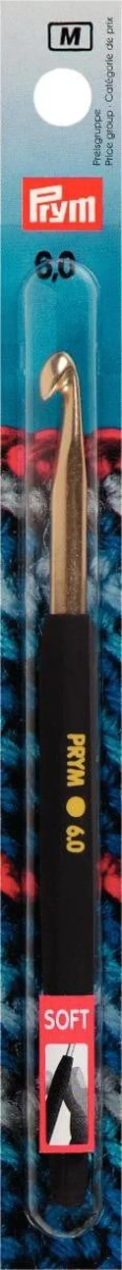 Prym Woll-Häkelnadel 6,0 Soft Griff ALU silber Länge: 14cm