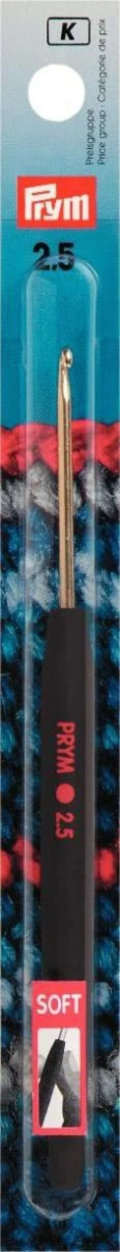Prym Woll-Häkelnadel 2,5 Soft Griff ALU silber Länge: 14cm