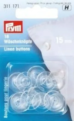 Prym 18 Wäscheknöpfe Polyester 15mm transparent