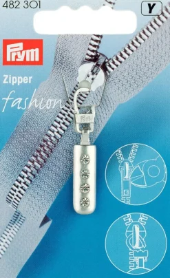 Prym Zipper silber mit Glitzersteinen Lägen: 4,5cm