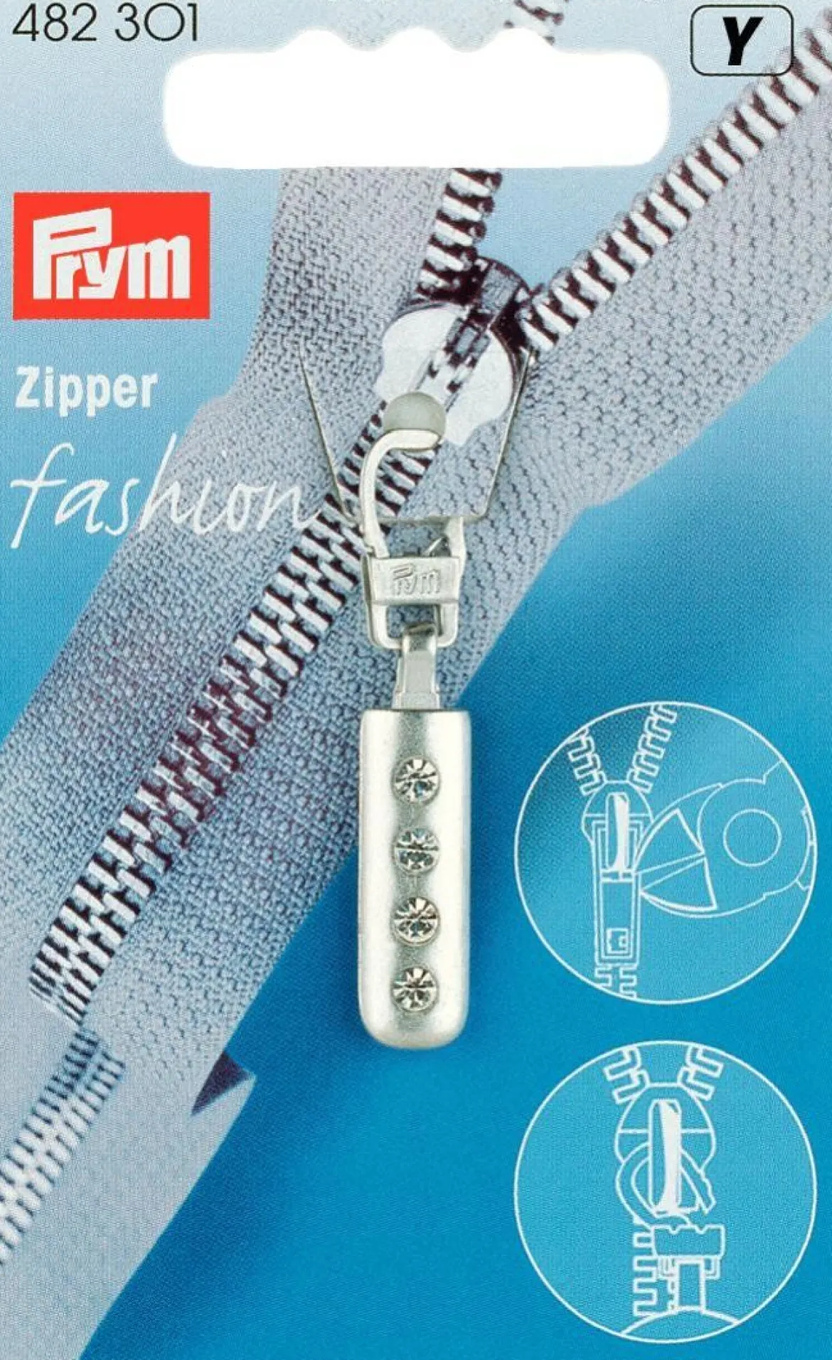 Prym Zipper silber mit Glitzersteinen Lägen: 4,5cm