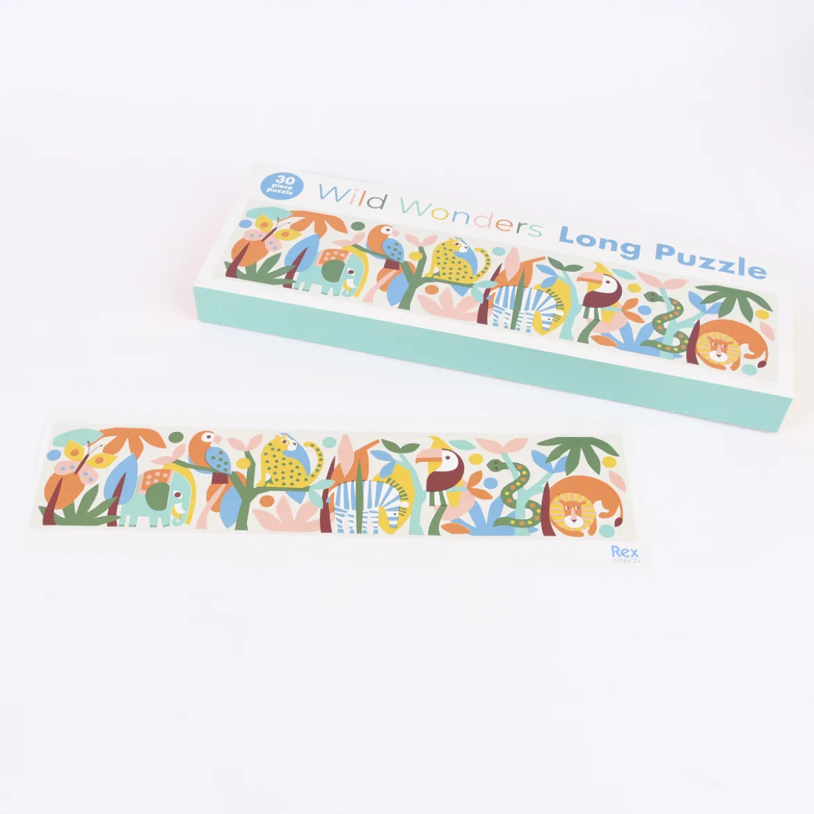 Puzzle aus Pappe Wild Wonders beige türkis bunt 40x14x4cm