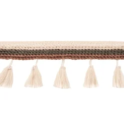 Quasten Borte Trio beige grün braun Breite: 25mm
