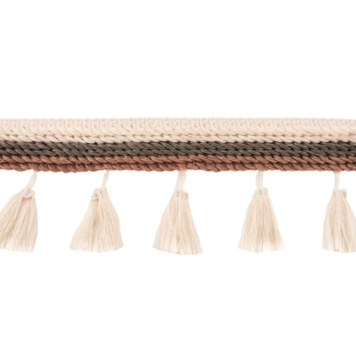Quasten Borte Trio beige grün braun Breite: 25mm