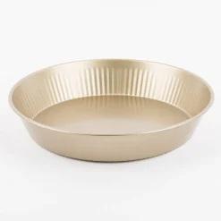 Quiche Backform rund aus Metall goldfarbig 27,7x5cm