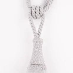 Raffhalter-Kordel 70cm mit Quaste 20cm grau aus Baumwolle