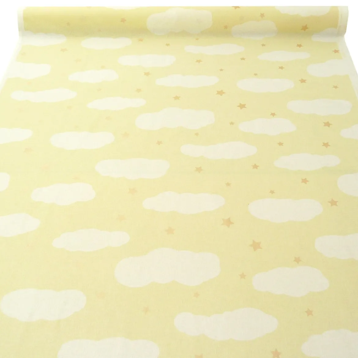 Rasch Bambino Dekostoff Baumwollstoff Gardinenstoff Meterware Himmel Wolken Sterne gelb 150cm