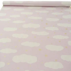 Rasch Bambino Dekostoff Baumwollstoff Gardinenstoff Meterware Himmel Wolken Sterne rosa 150cm