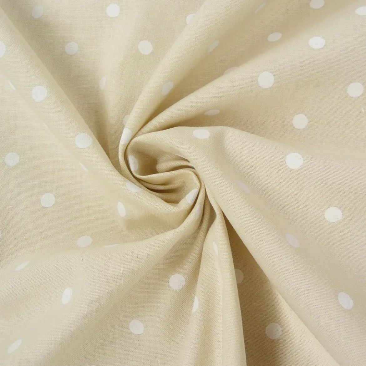 Rasch Bambino Dekostoff Baumwollstoff Gardinenstoff Meterware Punkte beige 150cm