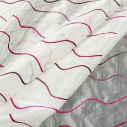 Rasch Organza Gardinenstoff Stickerei Meterware Stores Easy Way Wellen weiß pink lila rot 280cm