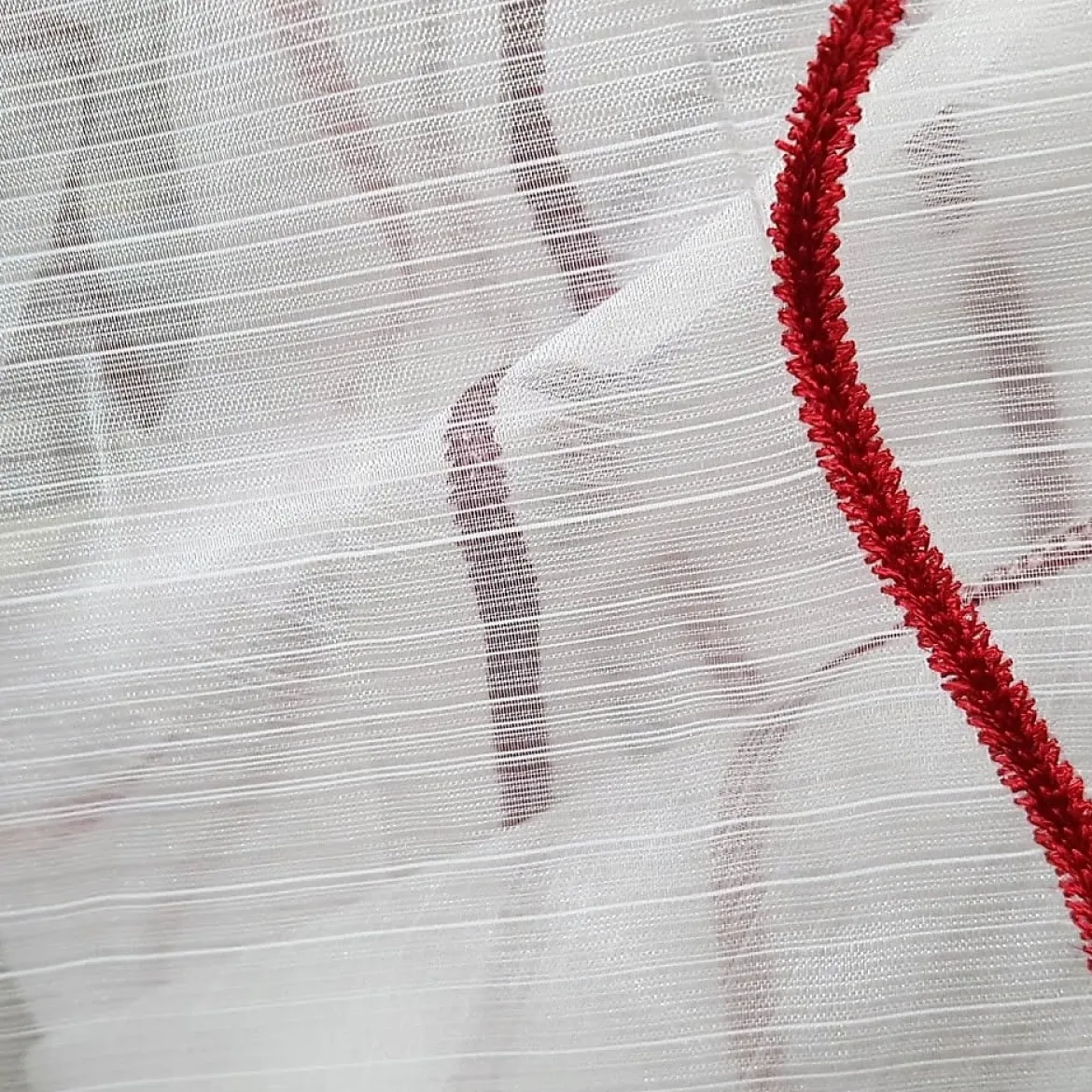 Rasch Organza Gardinenstoff Stickerei Meterware Stores Easy Way Wellen weiß pink lila rot 280cm
