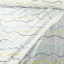 Rasch Organza Gardinenstoff Stickerei Meterware Stores Easy Way Wellen weiß aqua grün schwarz 280cm