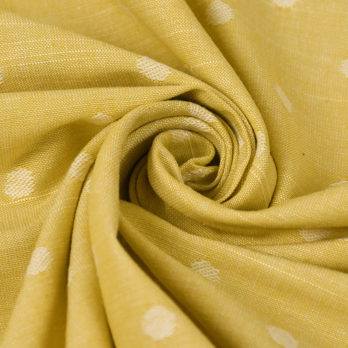 Rasch Textil Dekostoff Baumwollstoff Leinenoptik Bambino Fun Punkte gelb 1,40m Breite