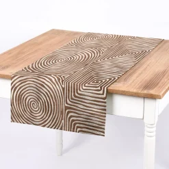 Rasch Textil Dekostoff Gardinenstoff Seidenoptik Stickerei Labyrinth braun creme 1,4m Breite