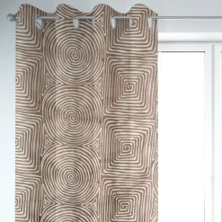 Rasch Textil Dekostoff Gardinenstoff Seidenoptik Stickerei Labyrinth braun creme 1,4m Breite