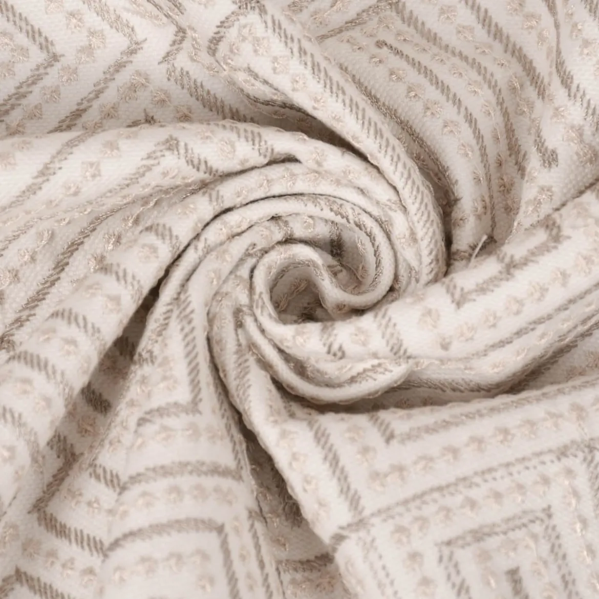 Rasch Textil Dekostoff Gardinenstoff Stickerei Grafik Arusha beige 1,4m Breite