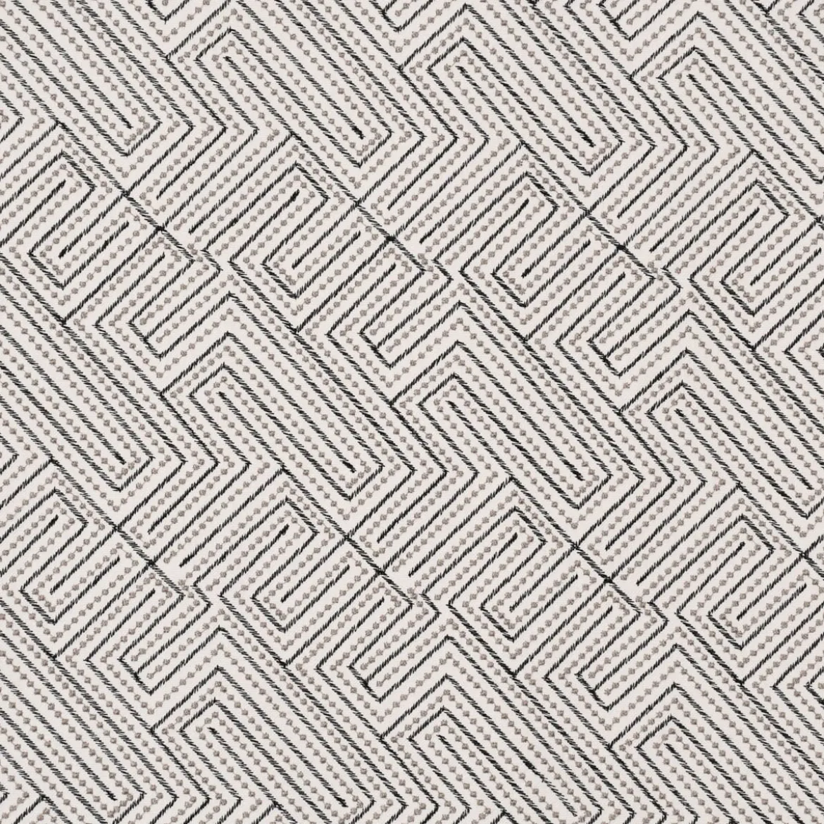 Rasch Textil Dekostoff Gardinenstoff Stickerei Grafik Arusha weiß schwarz grau 1,4m Breite