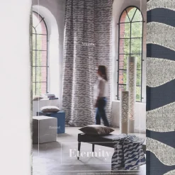 Rasch Textil Dekostoff Gardinenstoff raumhoch Atlantic Wellen blau beige 280cm
