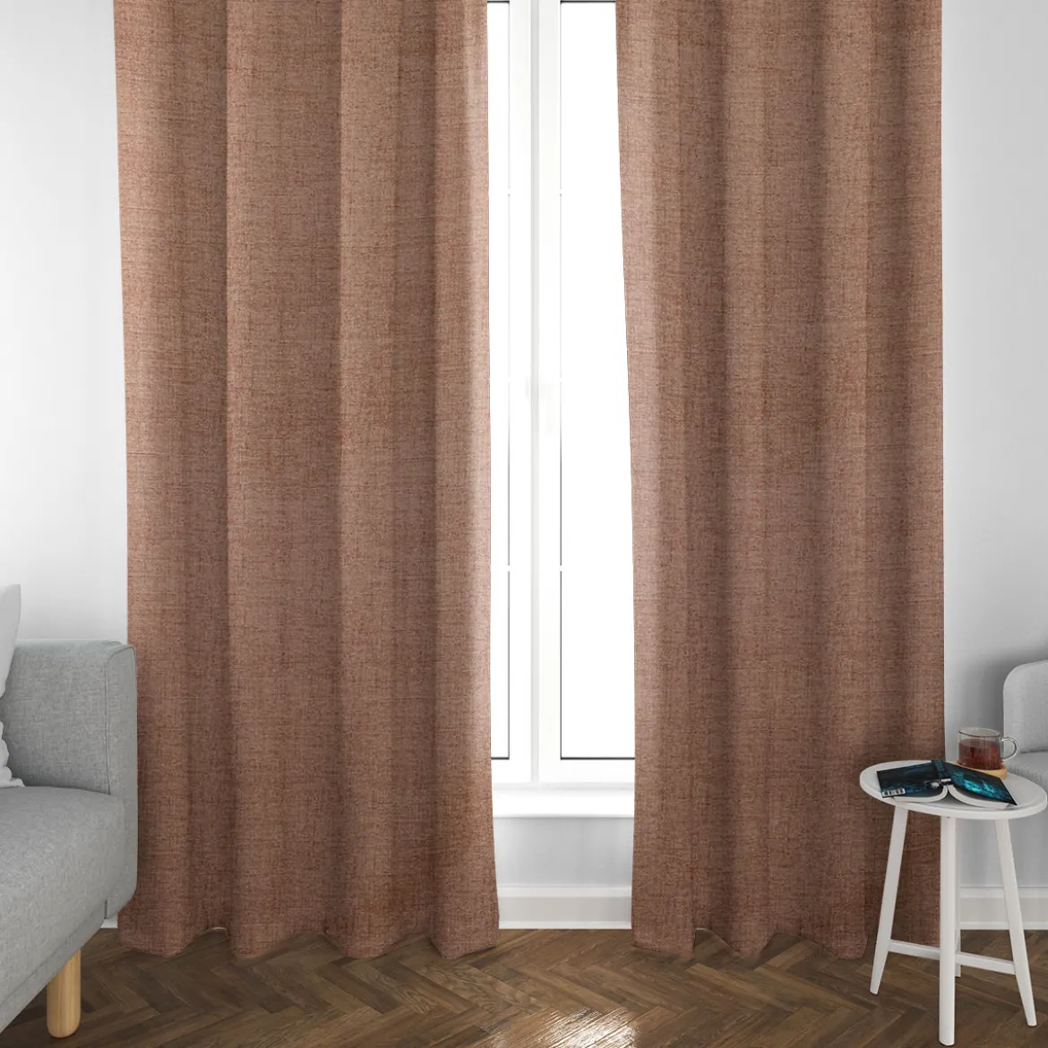 Rasch Textil Dekostoff Gardinenstoff Rio raumhoch meliert terracotta 280cm